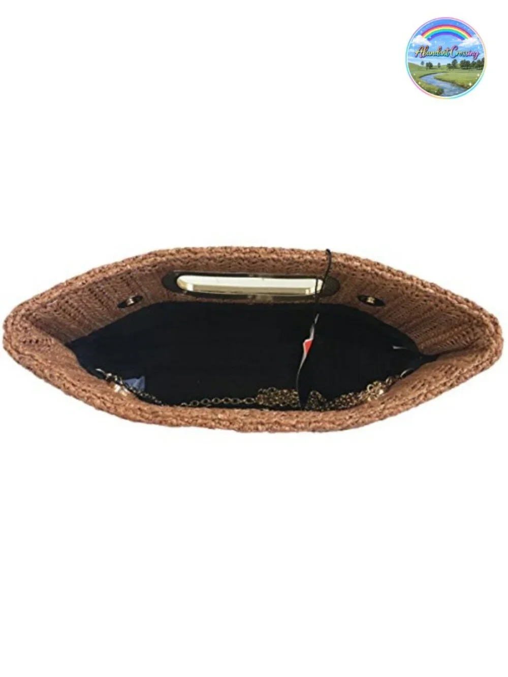 Woven Straw Clutch with Detachable Chain Strap